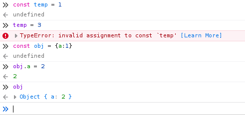 Assignment to const value